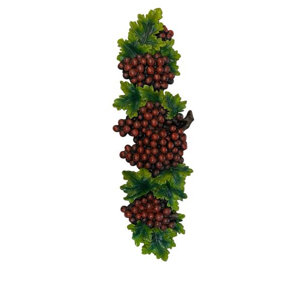 Tuscan Wall Decor Grapes & Leaves Plaque Hanging Art 16" x 5" - Picture 1 of 3